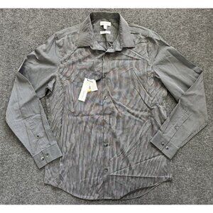 NWT Calvin Klein Infinite Cool Non Iron Shirt Medium Striped Tornado Grey